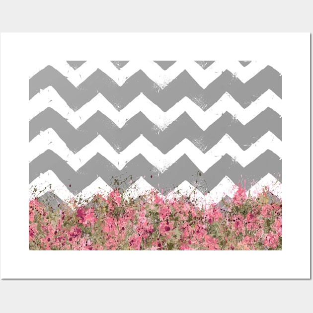 Shabby Chevron Stripes in Gray & White Wall Art by deb schlier